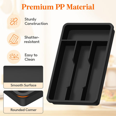 Lifewit black silverware tray with durable, easy-clean surface