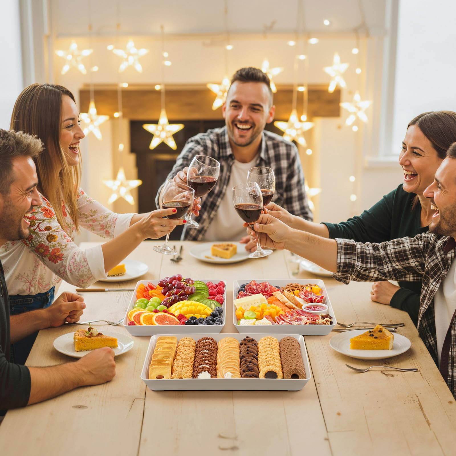 Lifewit BPA-free plastic trays, stackable design for efficient party setups.