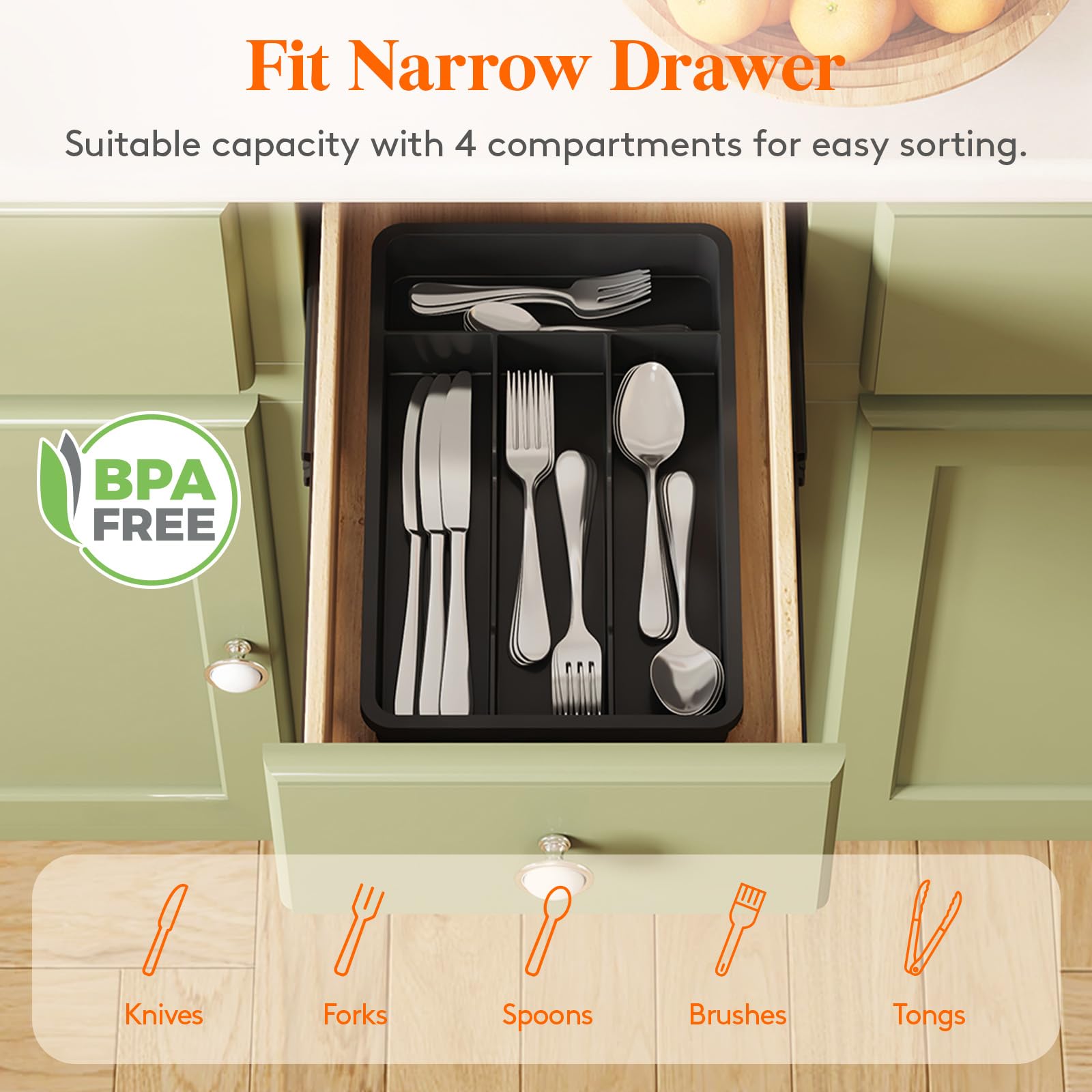 Lifewit BPA-free PP material ensures safe utensil storage