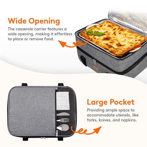 Two sturdy carry handles on Lifewit casserole carrier for transport