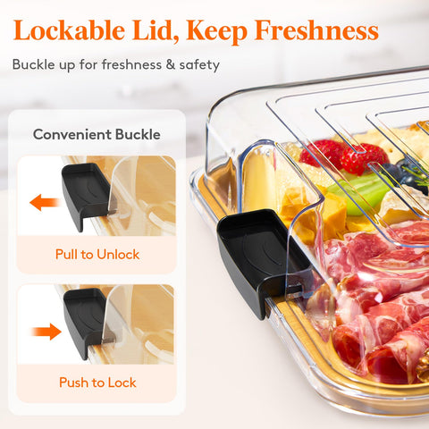 Lifewit charcuterie board lid handle ready for easy transport.