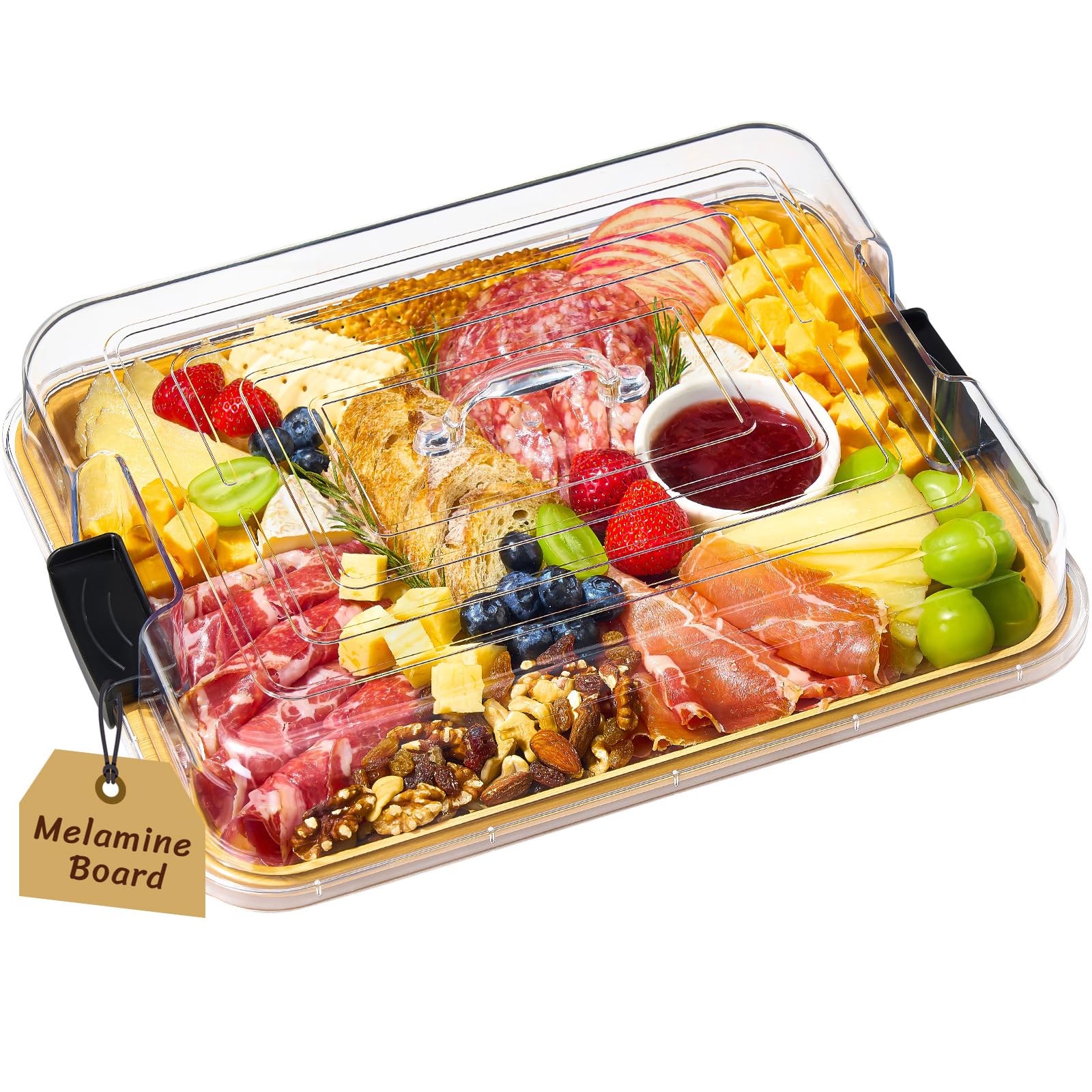 Lifewit charcuterie board top view with a generous surface for cheeses and fruits.