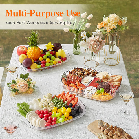 Lifewit divided tray showcases veggies, fruits, and dips for easy access.