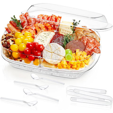 Lifewit chilled serving tray with lid for clean presentation at gatherings.