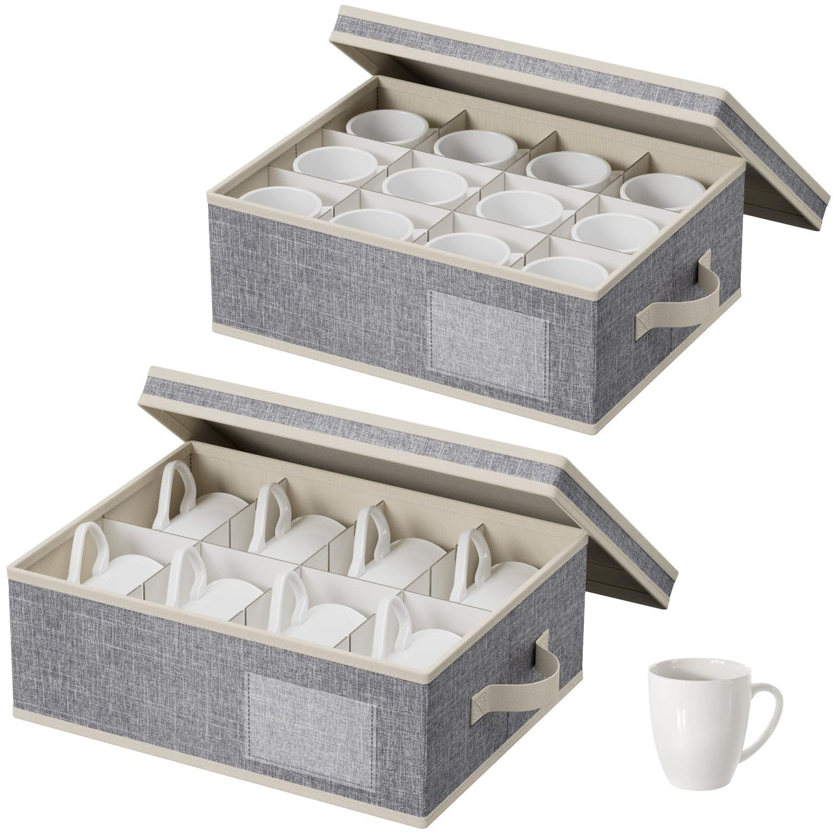 Lifewit coffee mug storage with 12 compartments keeps mugs organized and protected.