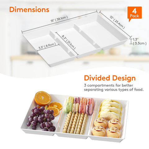 Lifewit three-compartment divided trays, perfect for snacks and desserts.