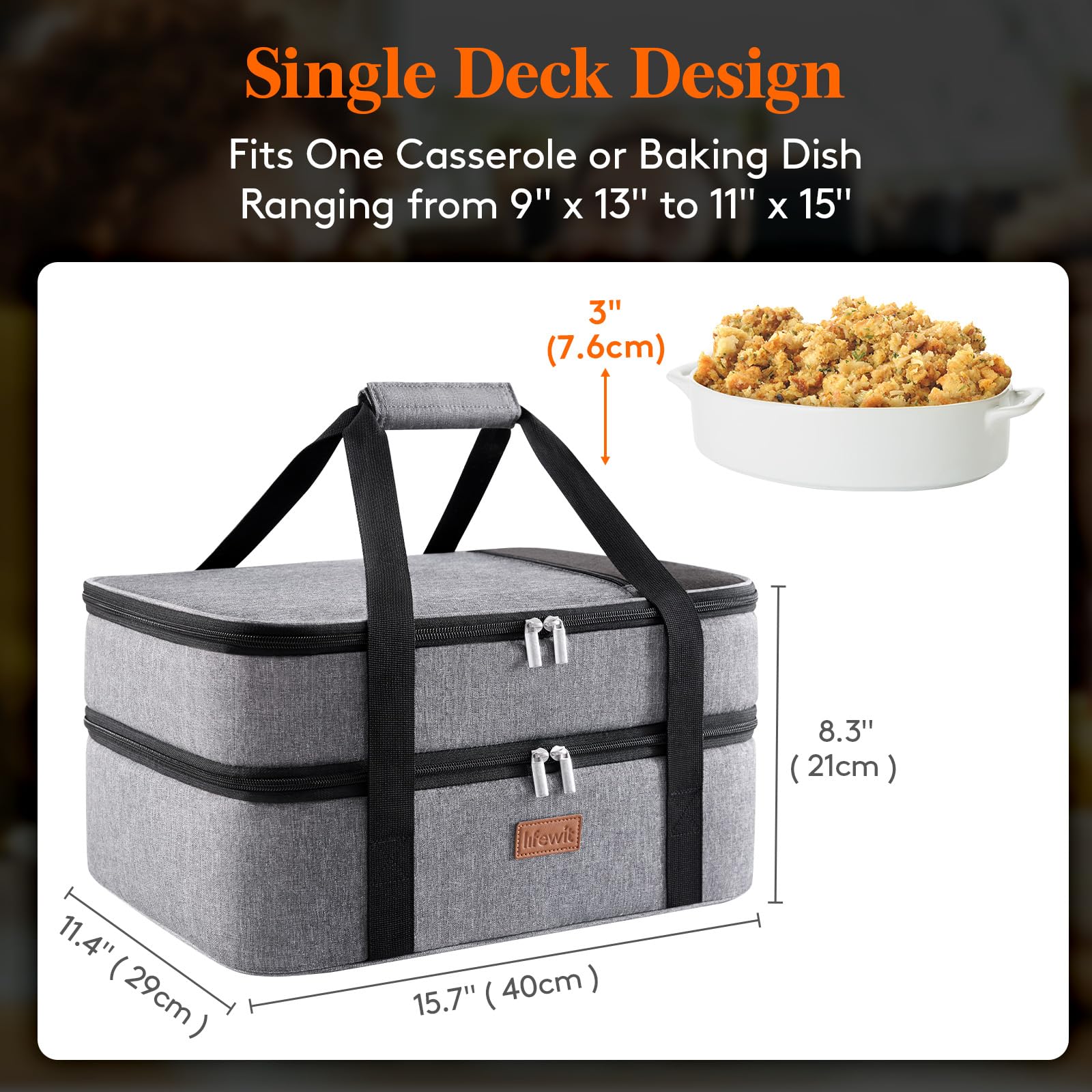 Lifewit casserole carrier with lid closed highlighting leak-proof design