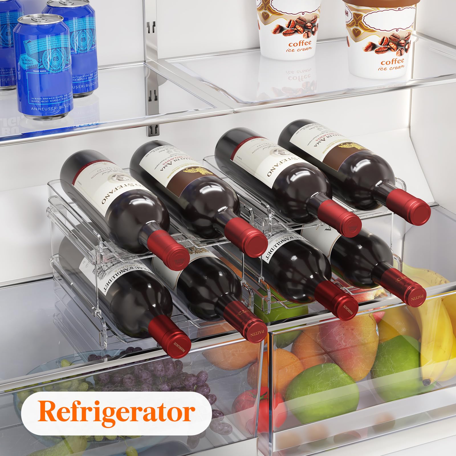Durable PET Lifewit rack supports multiple bottles without wobble.