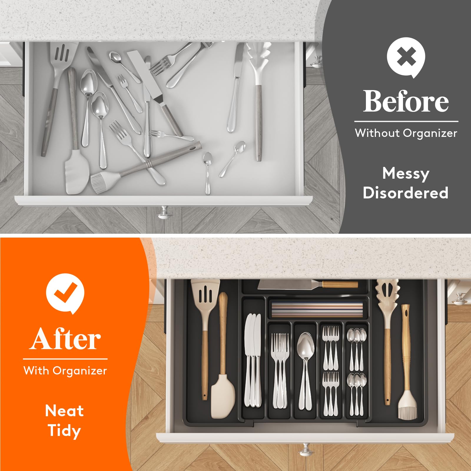 Lifewit easy-access silhouette with groove design highlights intuitive cutlery handling.