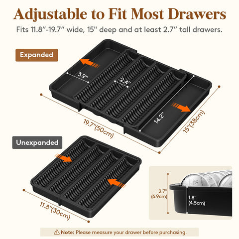 Lifewit expandable compartments drawer extended to fit wider drawers