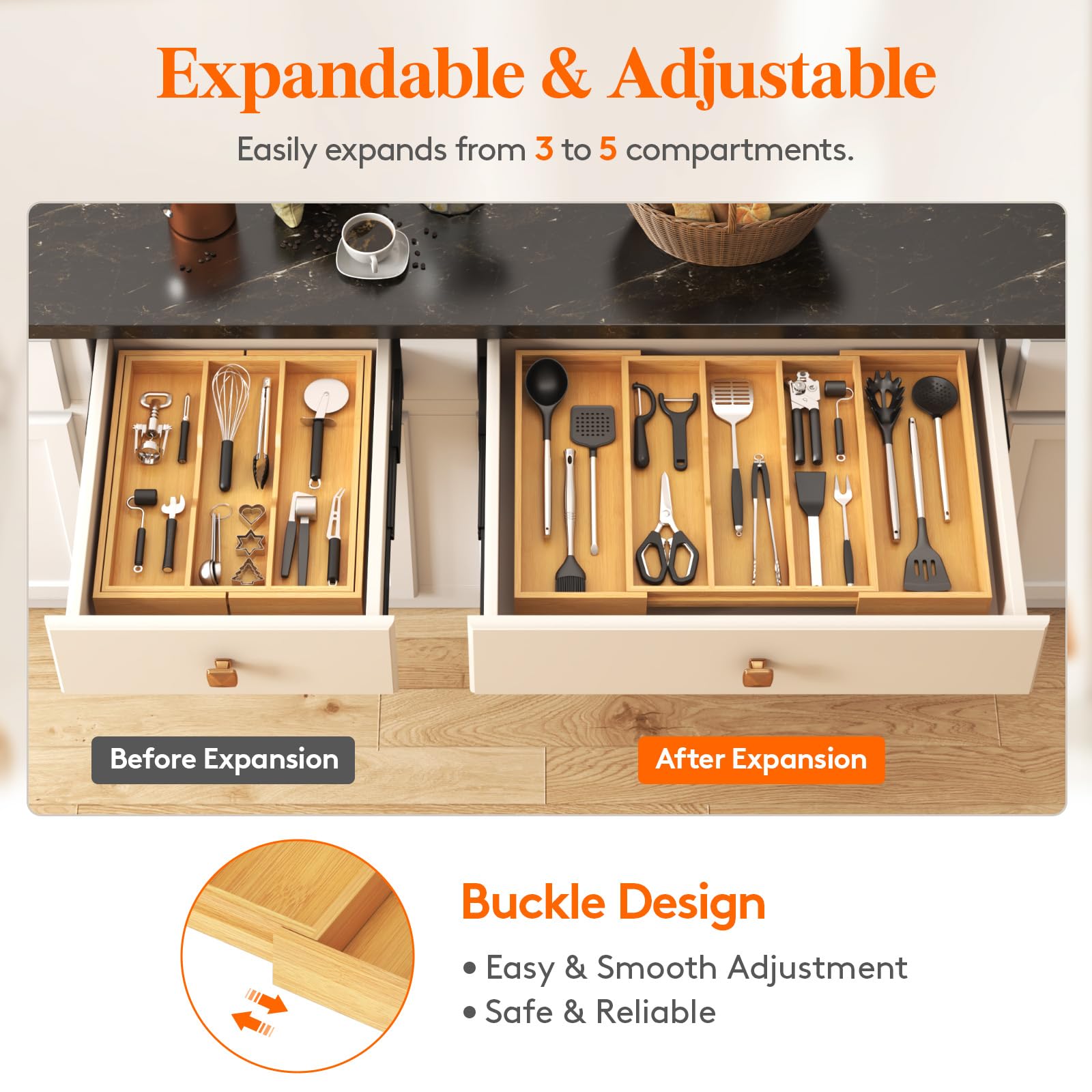 Lifewit extra-large capacity keeps bulky utensils organized at a glance.