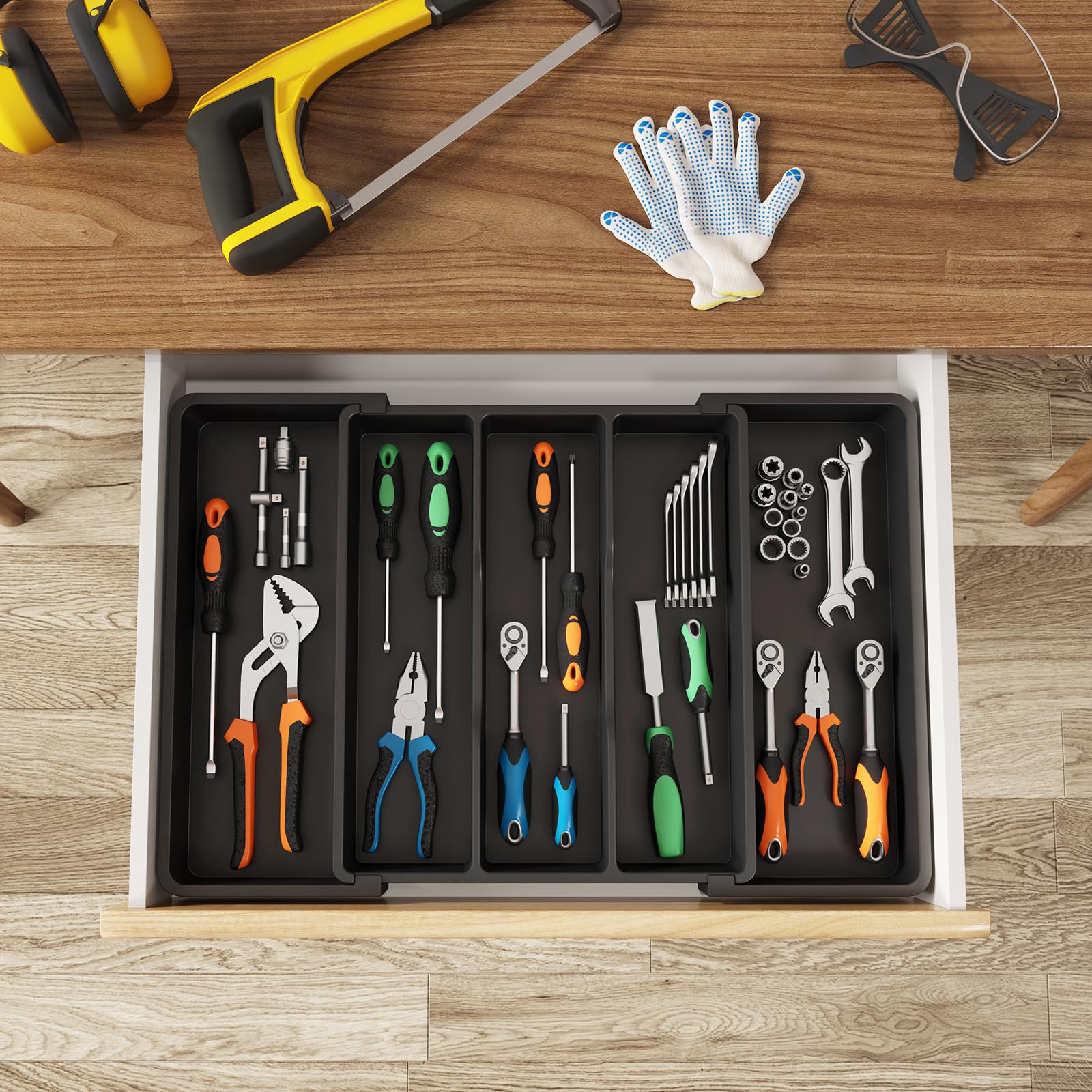 Lifewit five-compartment flatware organizer keeps forks and spoons sorted