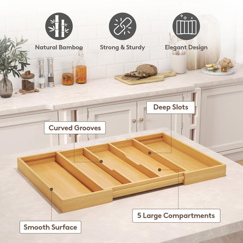 Lifewit five-size expandable divider adapts to different drawer widths.