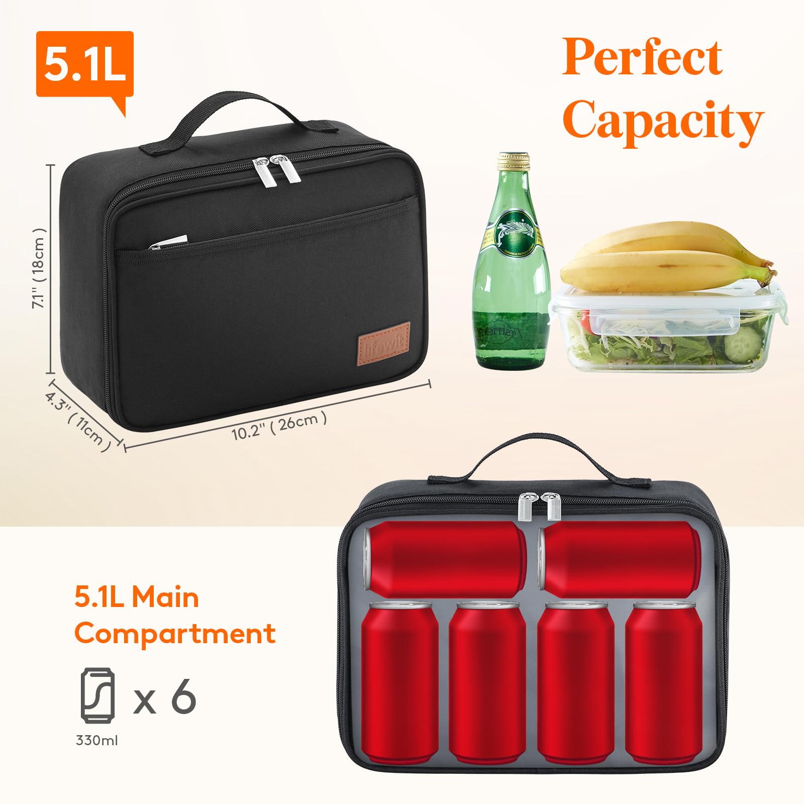 Lifewit freezable snack bag demonstrating 8+ hour insulation for fresh snacks