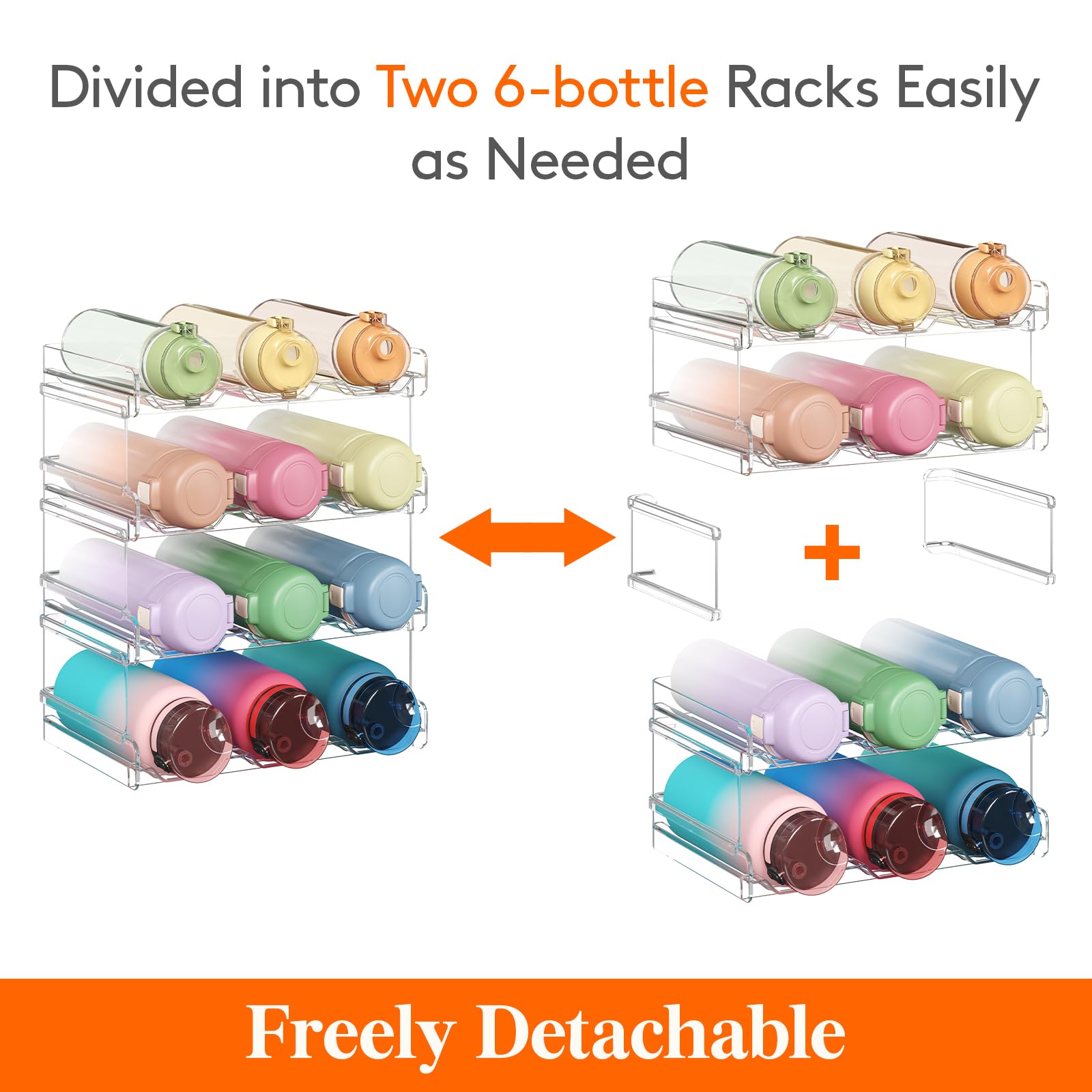 Lifewit water bottle rack inside fridge for easy chilling and quick grab