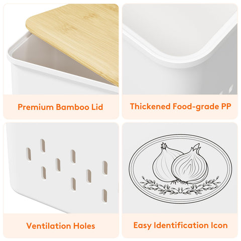 Lifewit garlic storage bin fits 20 heads for clutter-free prep.