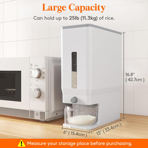 Lifewit grain storage with transparent dispense window for quick portion checks