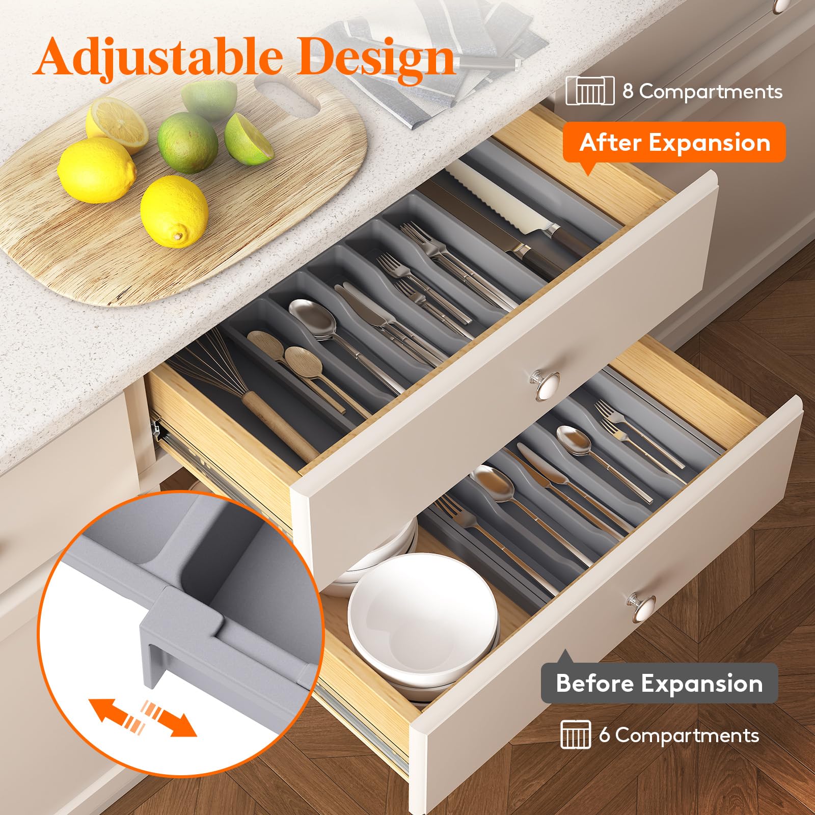 Lifewit kitchen organizer highlights groove design for easy access.