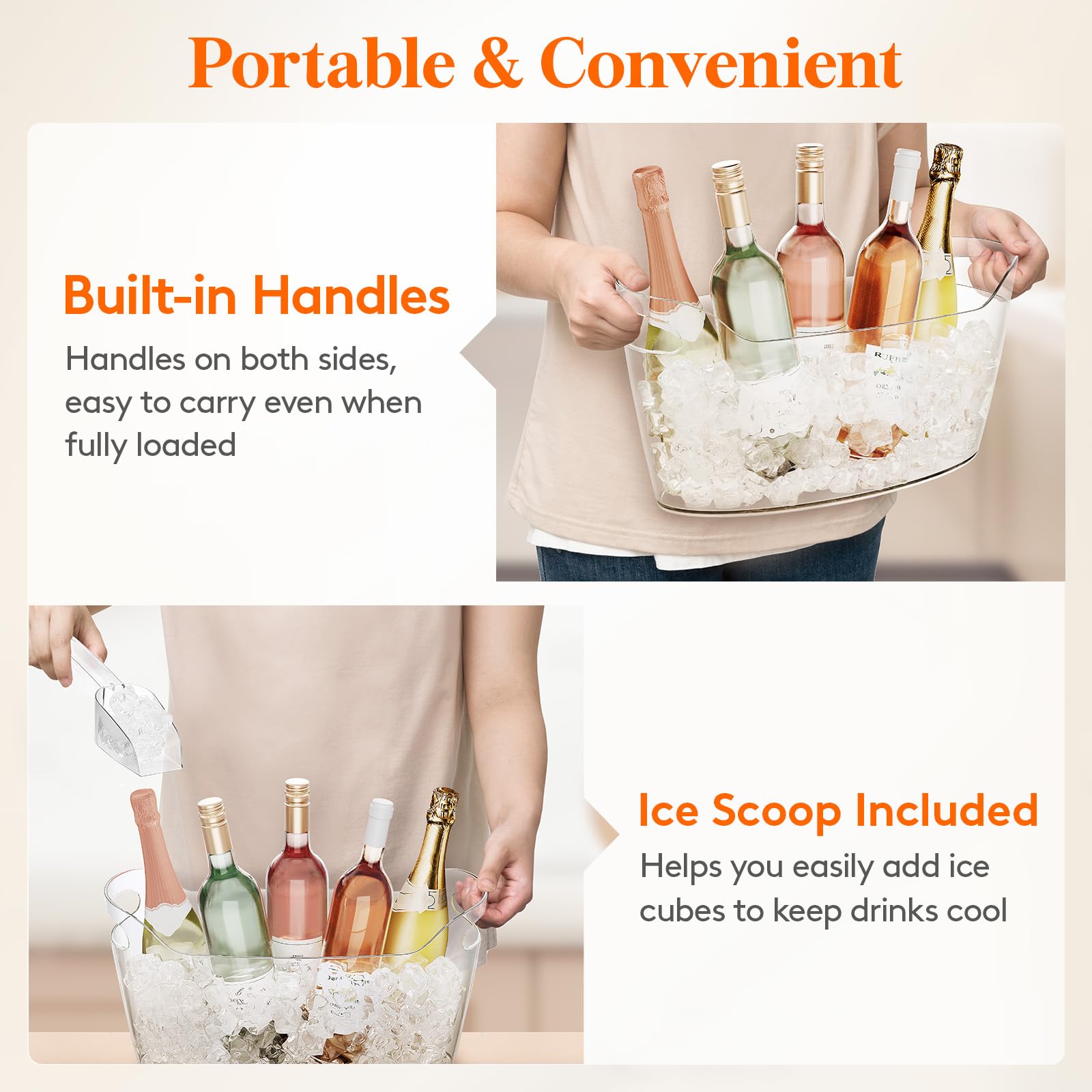 Lifewit ice bucket with smooth surface for easy cleaning.