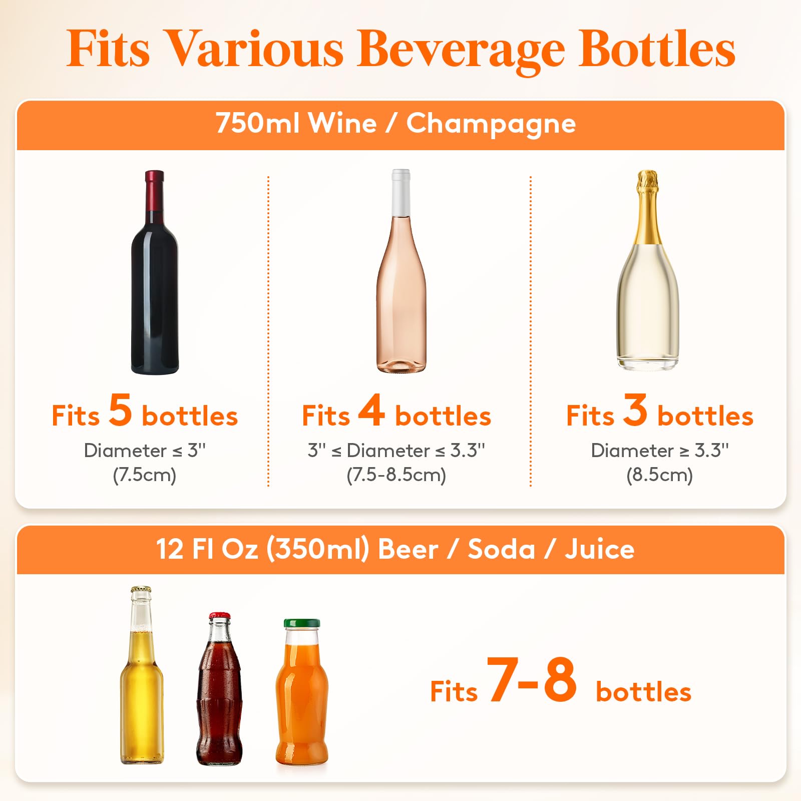 Lifewit 6.5L ice bucket showing full bottles for effortless beverage service.