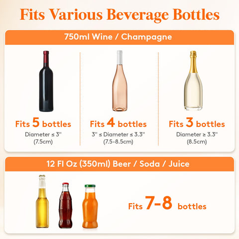 Lifewit 6.5L ice bucket showing full bottles for effortless beverage service.