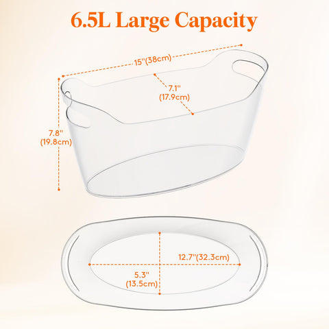 Lifewit 6.5L ice bucket includes scoop for quick ice addition.