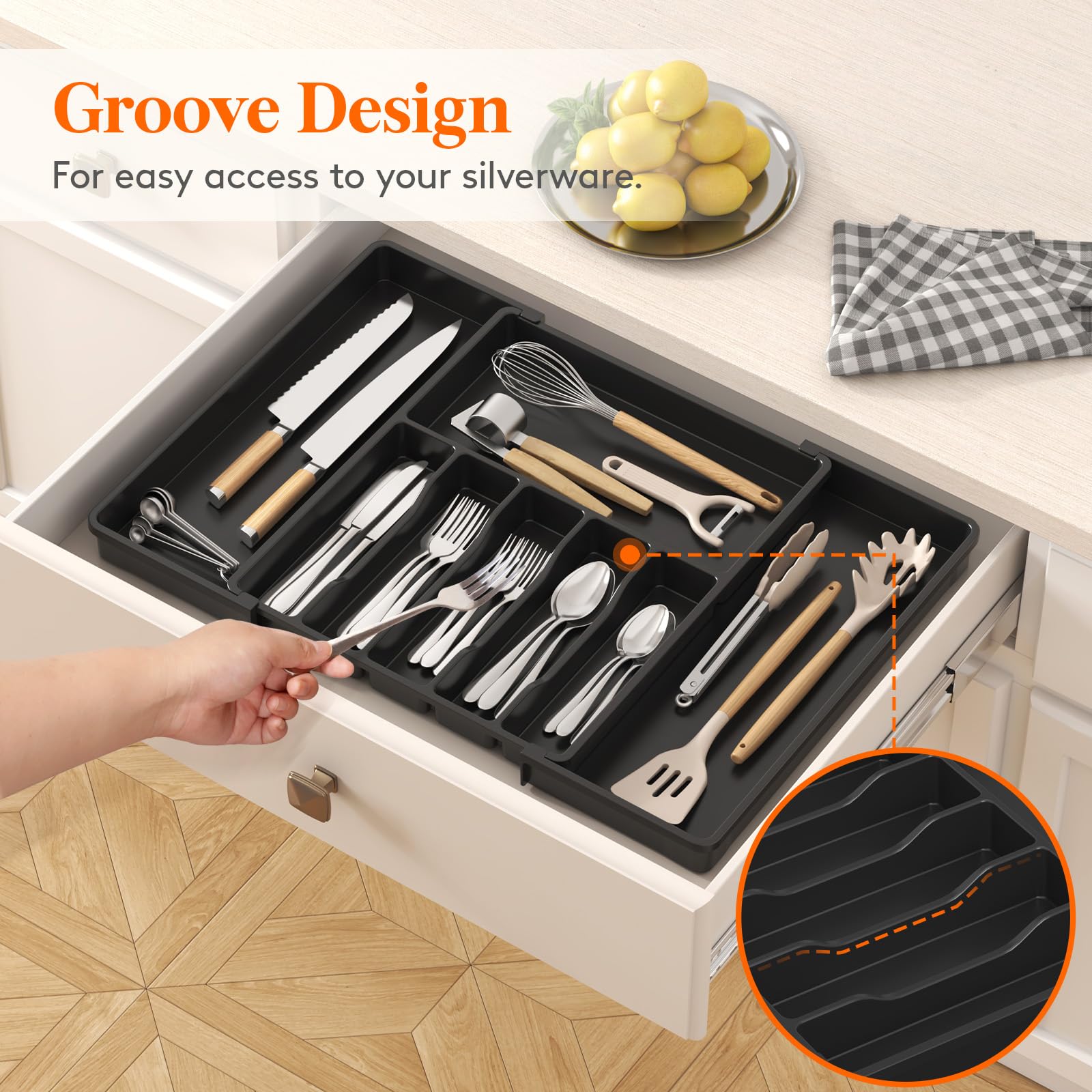 Lifewit in-drawer organizer ideal for spoons, forks, and knives