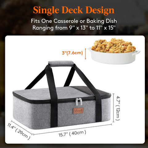 Lifewit casserole carrier with lid off, showing spacious interior to fit 9x13 dishes