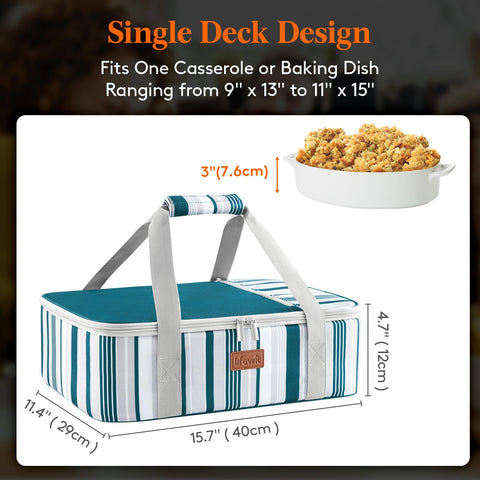 Lifewit casserole carrier lid open showing roomy interior for standard baking dishes.