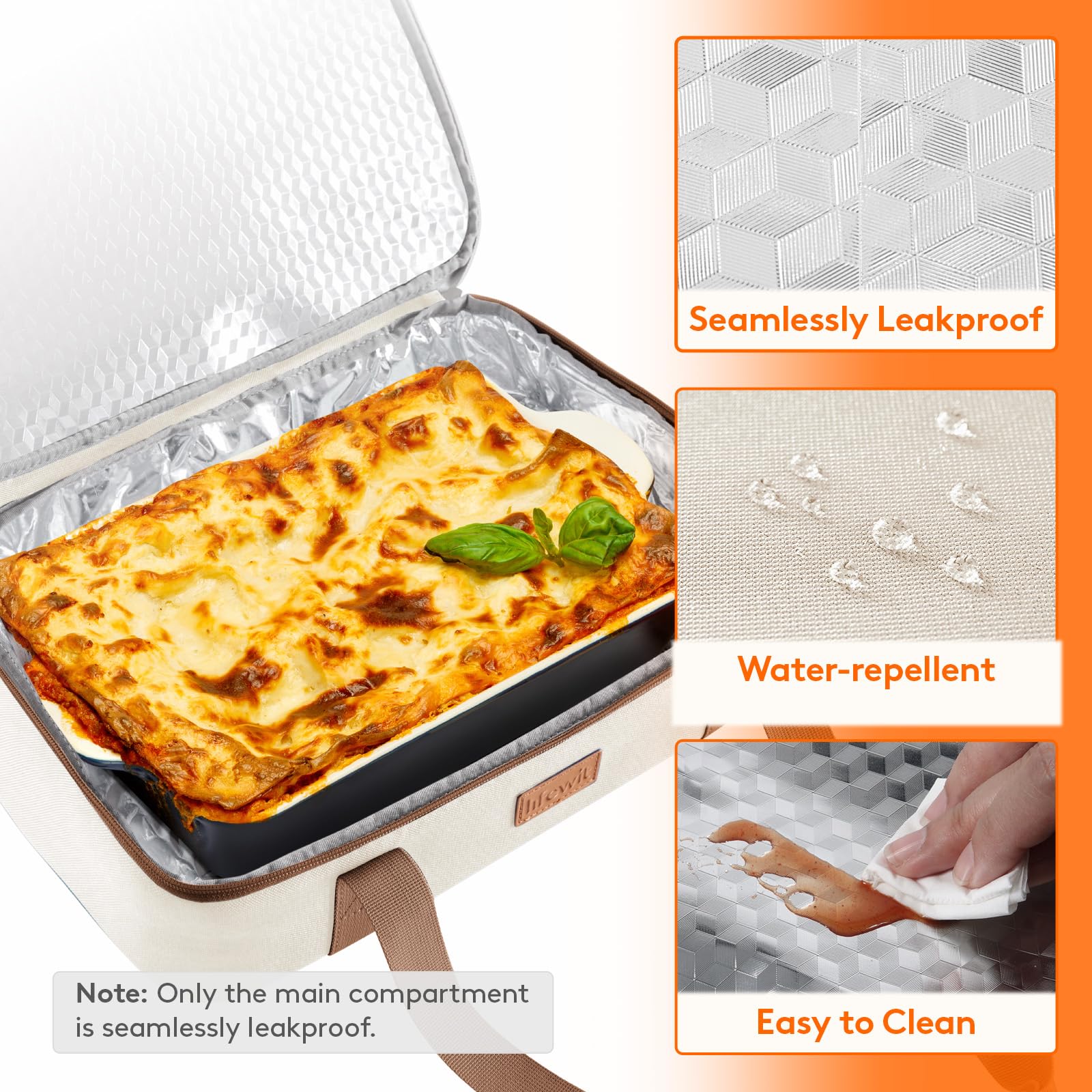 Lifewit casserole carrier side pocket, easy utensil storage on the go.