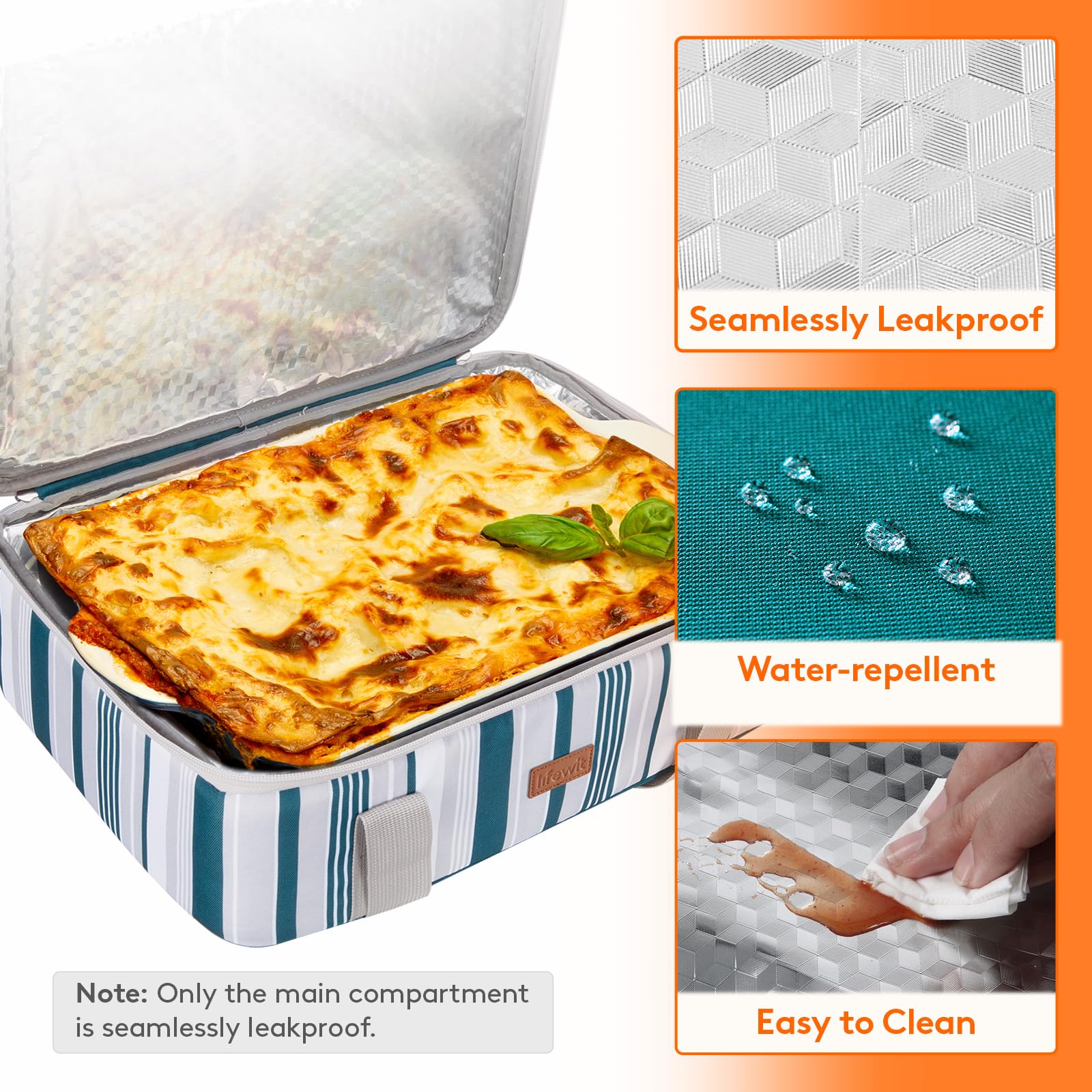Lifewit carrier fits 9x13 to 11x15 baking dishes securely.