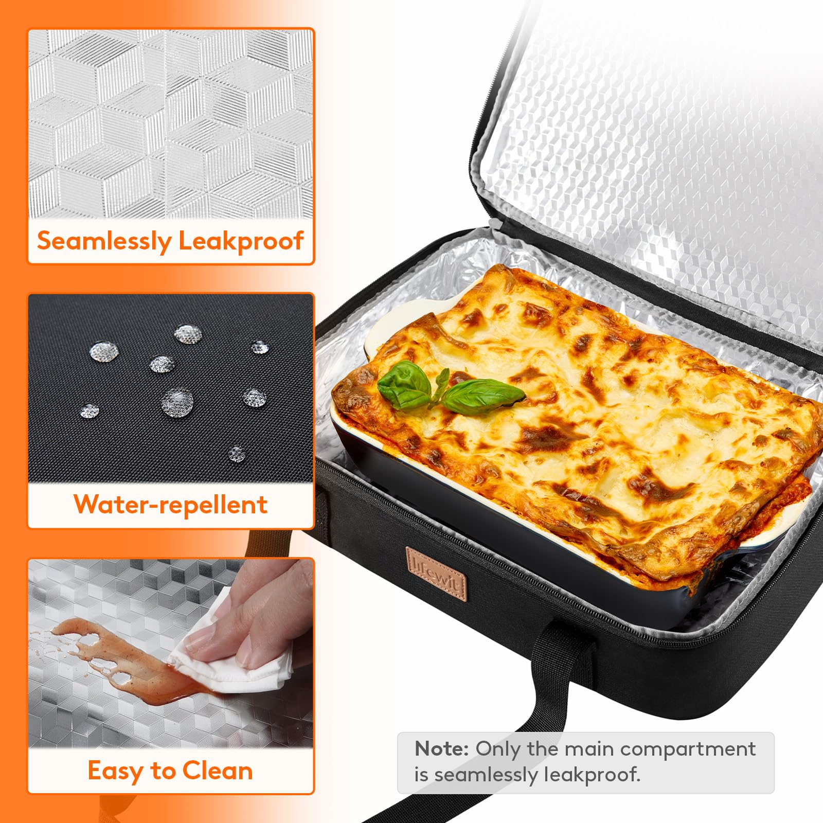 Lifewit carrier with foil and foam insulation maintains hot or cold temperatures.