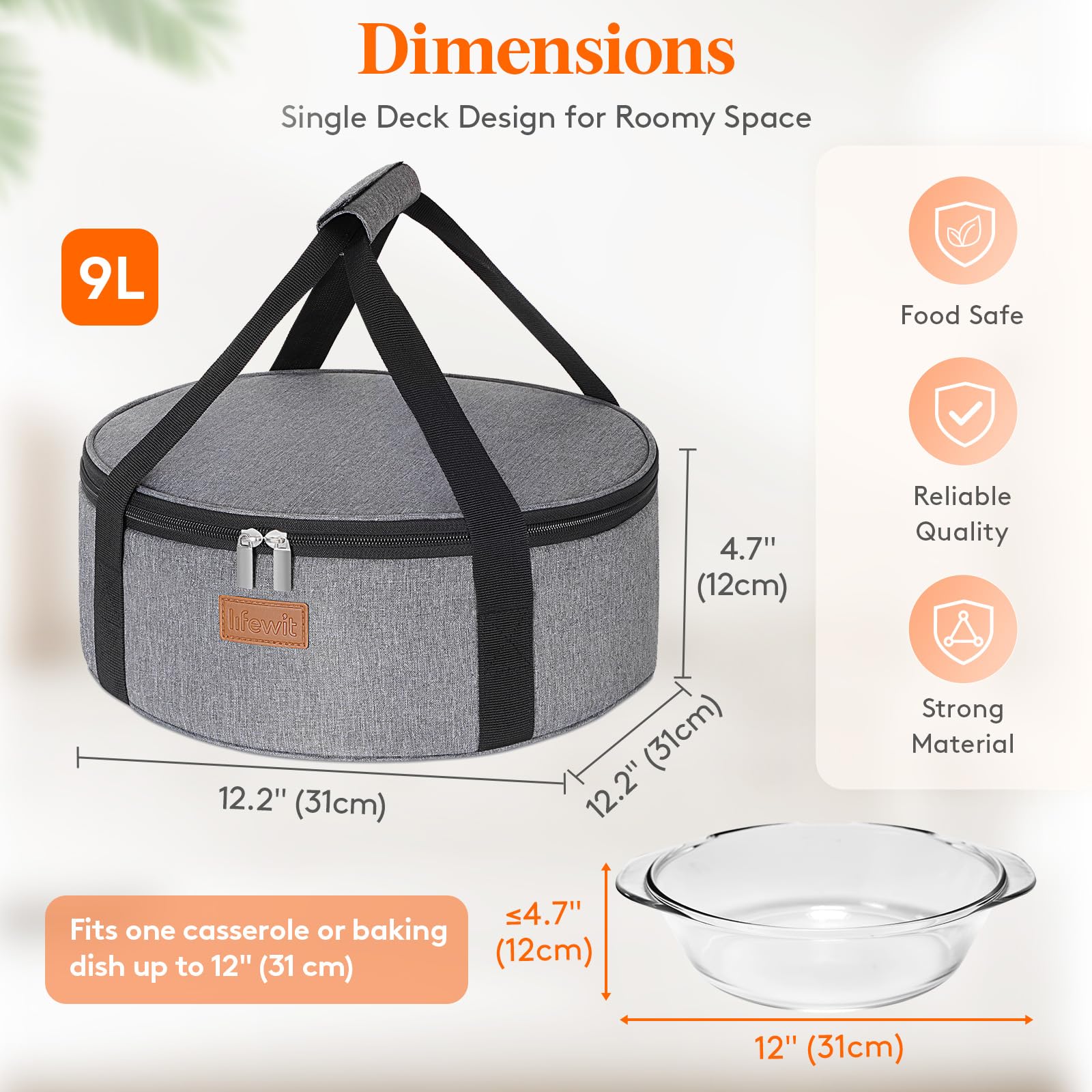 Lifewit casserole carrier opening for easy access to hot or cold dishes.