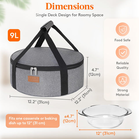 Lifewit casserole carrier opening for easy access to hot or cold dishes.
