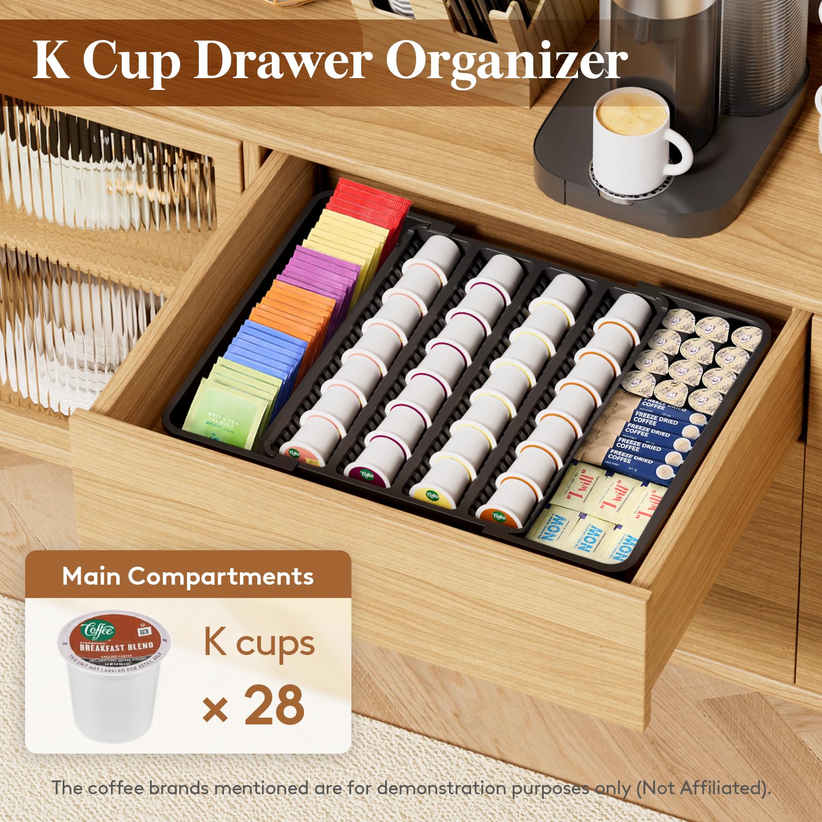 Lifewit organizer with K-Cup and Nespresso compatible slots for versatility