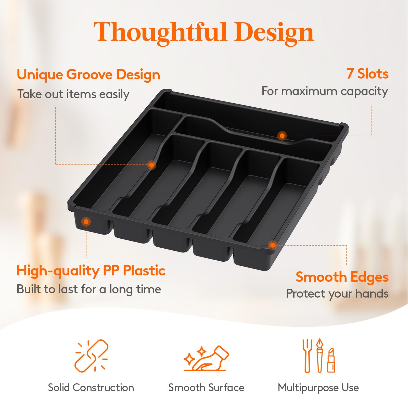 Lifewit kitchen drawer organizer seen from the side for space efficiency