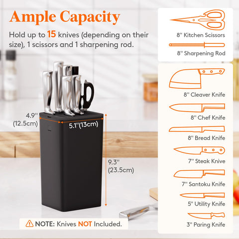Lifewit Knife Block with Detachable Top Lid allows easy cleaning and maintenance.