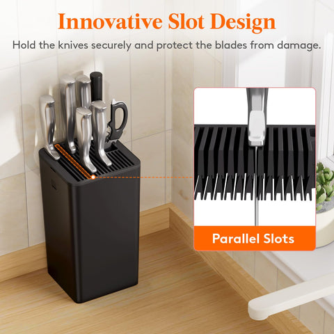Lifewit Knife Block Base with Drainage Holes for fast drying.