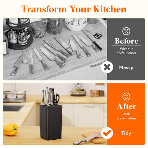 Lifewit Knife Block Four Non-Slip Feet keep it stable.