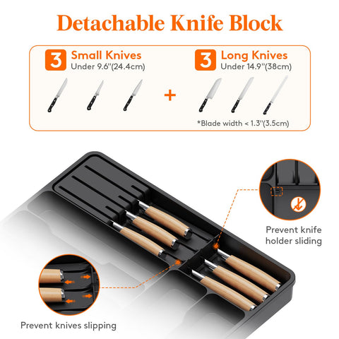 Lifewit nine-compartment layout sorts forks, spoons, and tools at a glance.