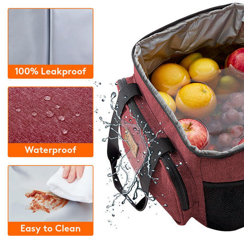 Lifewit large lunch bag burgundy capacity 15L for 24 cans or multiple meals