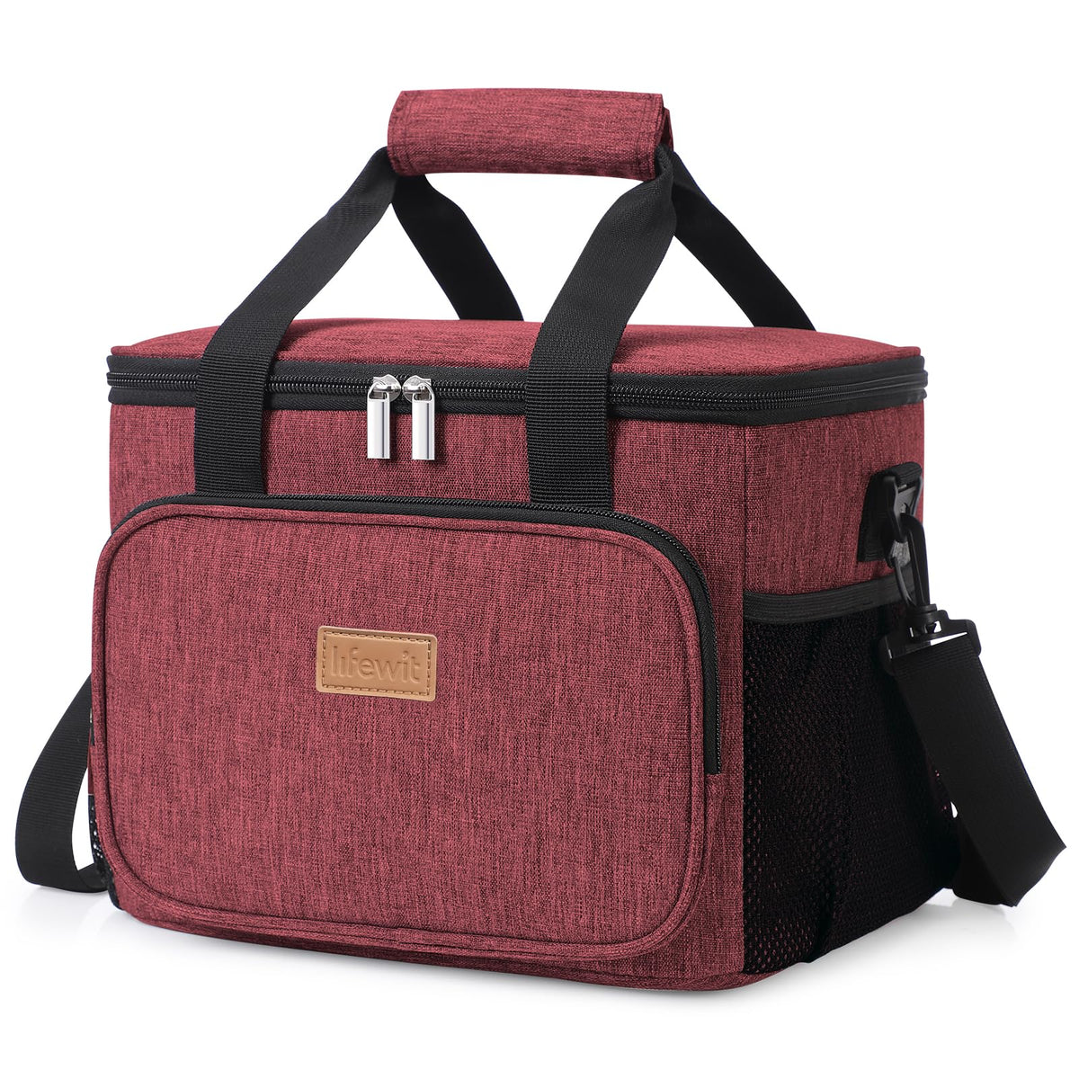 Lifewit large lunch bag burgundy front view showing spacious design for daily meals