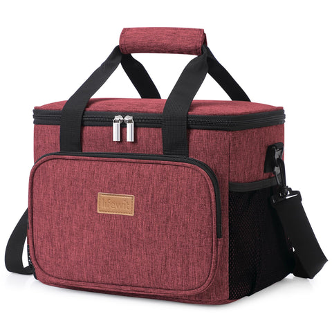 Lifewit large lunch bag burgundy front view showing spacious design for daily meals