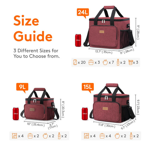 Lifewit burgundy interior with PEVA lining keeps foods safe and clean