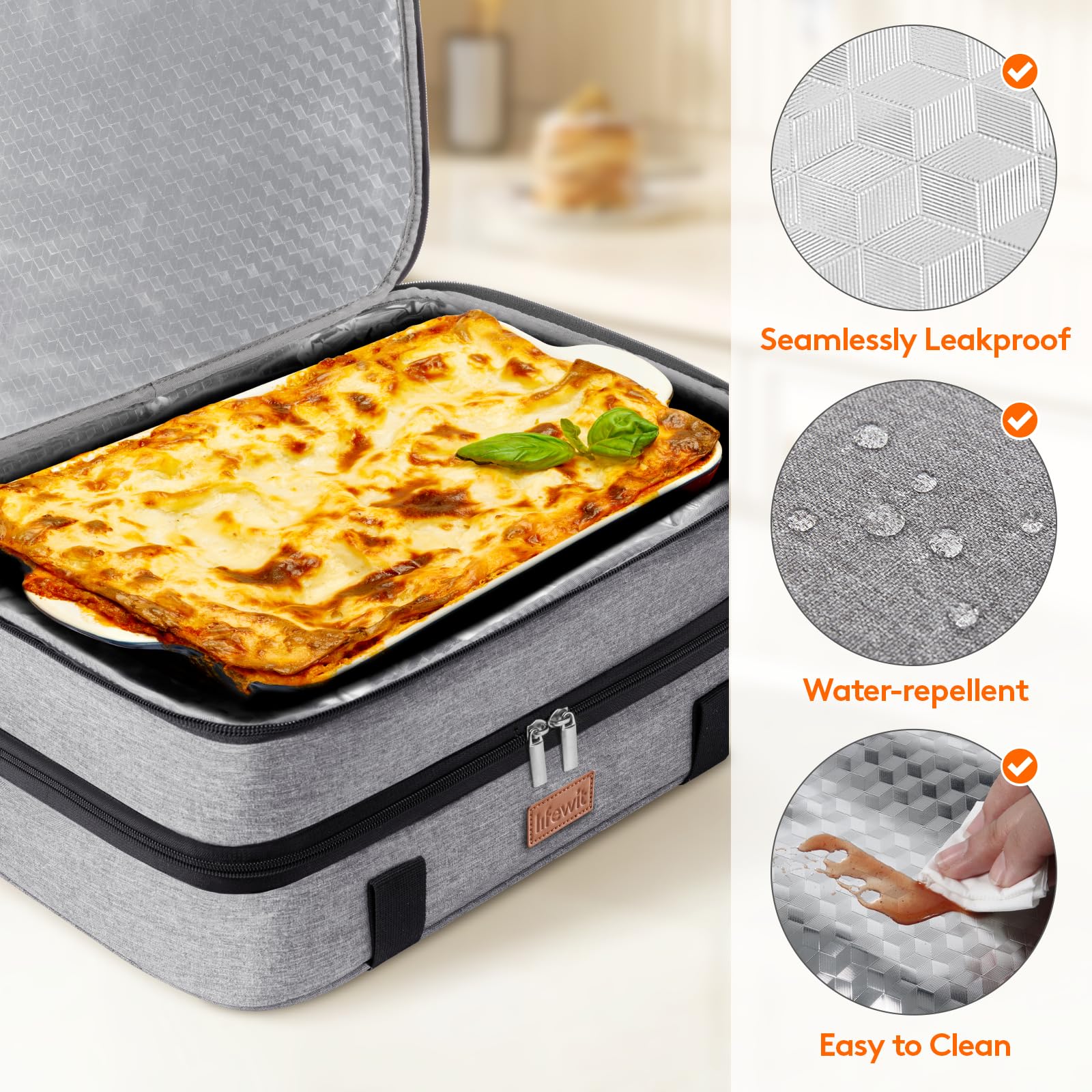 Lifewit leak-proof aluminum interior prevents spills while carrying meals.