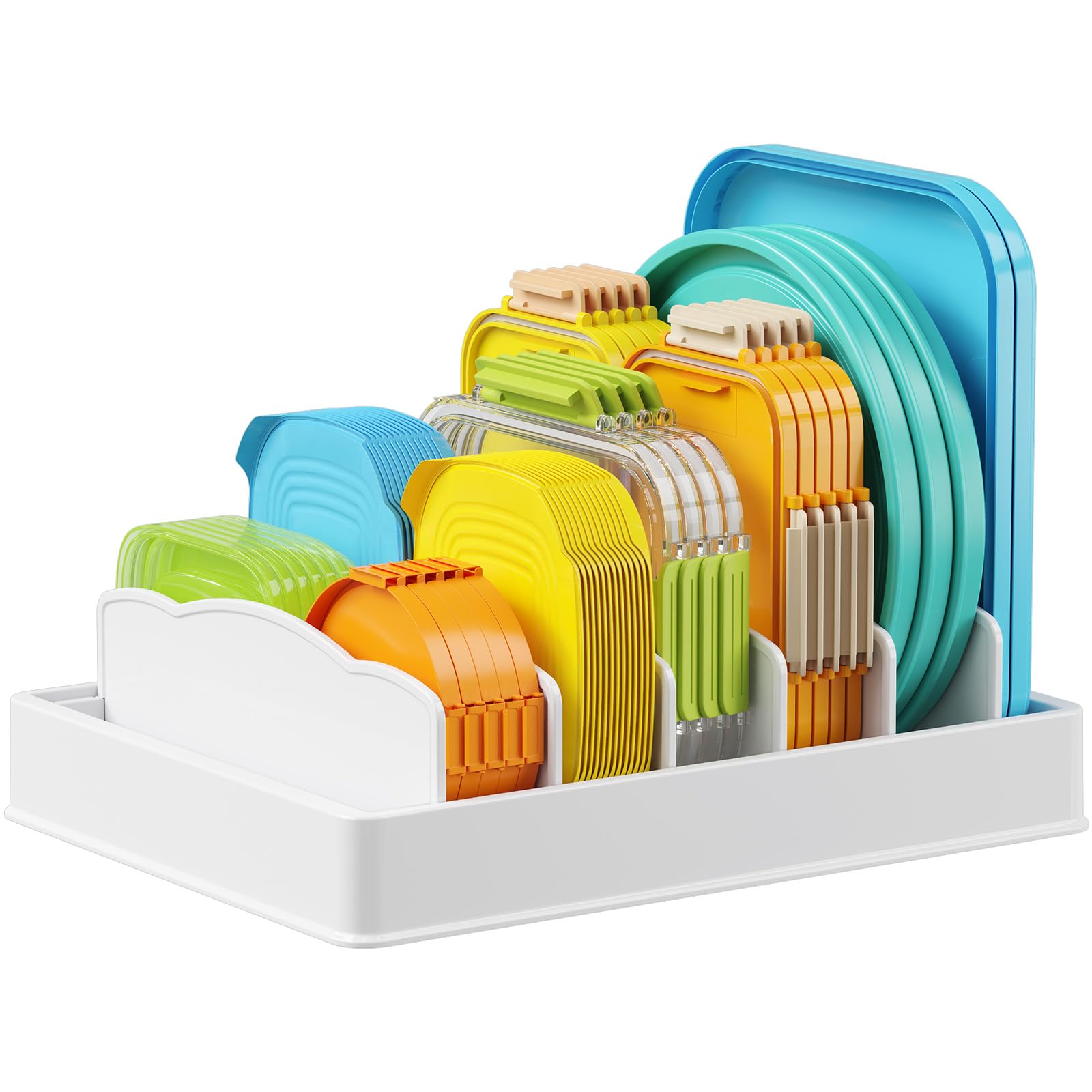 Lifewit lid organizer inside cabinet keeps lids neatly organized and accessible.