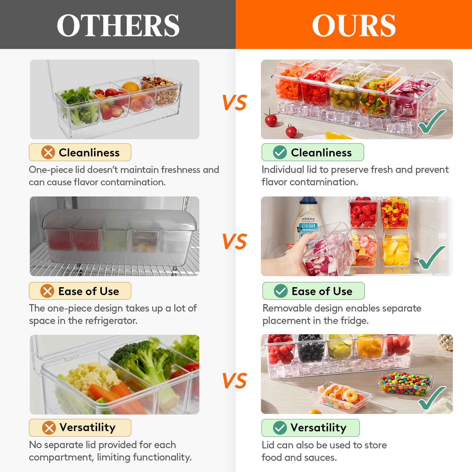 Lifewit lower ice compartment keeps produce fresh.