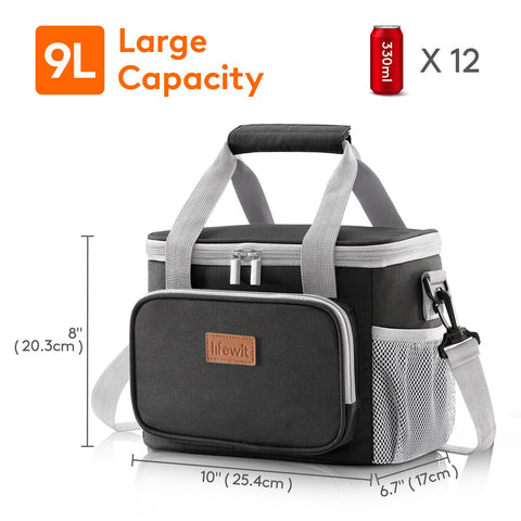 9L capacity fits 12 cans for office lunches or picnics