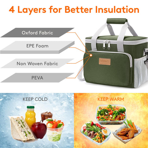 Lifewit lunch bag side pocket view with extra space for small items.