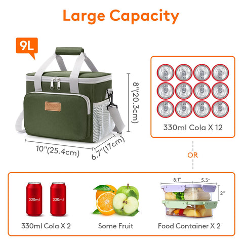 Lifewit lunch bag wide-opening lid for easy packing.